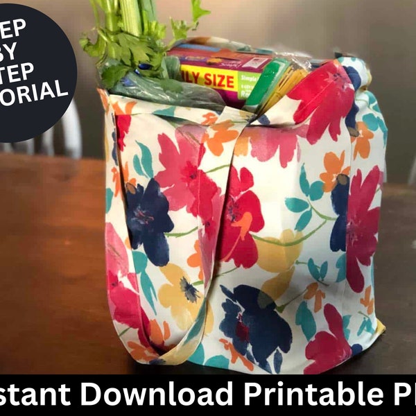 Reusable Grocery Bag Easy Sewing Tutorial | Grocery Shopping Bag | Cute Tote Bag | Reusable Shopping Bag | sewing pattern | Eco Friendly