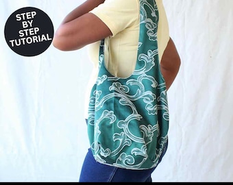 Patrón de costura de bolso holgado y tutorial de costura / Patrón de bolso de mano / Patrón de bolso boho / Patrón de costura de bolso / Patrón de bolso / Patrón de costura de hobo