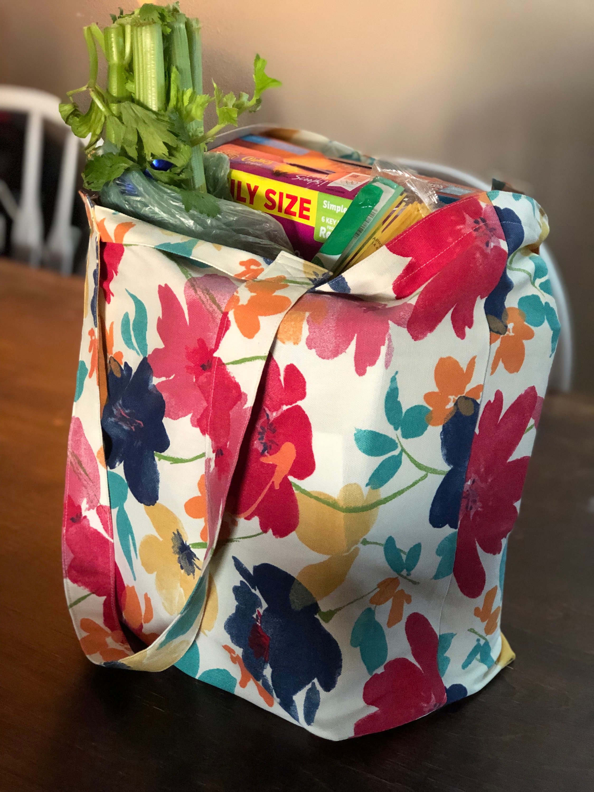 Reusable Grocery Bag Easy Sewing Tutorial | Grocery Shopping Bag | Cute ...