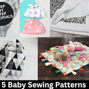 Baby Sewing Patterns | Burp Cloth | Baby Bib | Tag Blanket | Minky Blanket | Baby Hat pattern | Gift to Sew | PDF Sewing Pattern | Infant