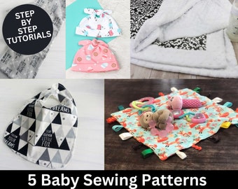 Baby Sewing Patterns | Burp Cloth | Baby Bib | Tag Blanket | Minky Blanket | Baby Hat pattern | Gift to Sew | PDF Sewing Pattern | Infant