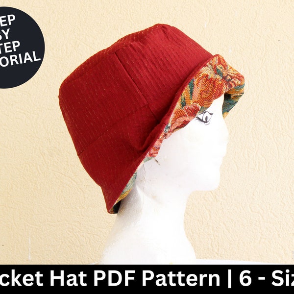 Reversible Bucket Hat Sewing Pattern & Sewing Tutorial | Bucket Hat Pattern | Fisherman hat | Sun Hat | PDF Sewing Pattern | Sewing Pattern