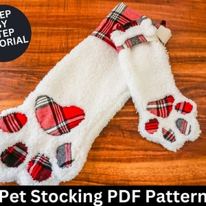 Patrón de medias para mascotas / Medias navideñas para mascotas / Regalo navideño fácil de coser / Medias navideñas para perros / Medias navideñas para gatos / Patrón de costura