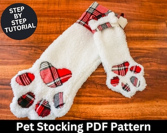 Pet Stocking Pattern | Pet Christmas Stocking | Easy Holiday Gift to Sew | Dog Christmas Stocking | Cat Christmas Stocking | Sewing Pattern