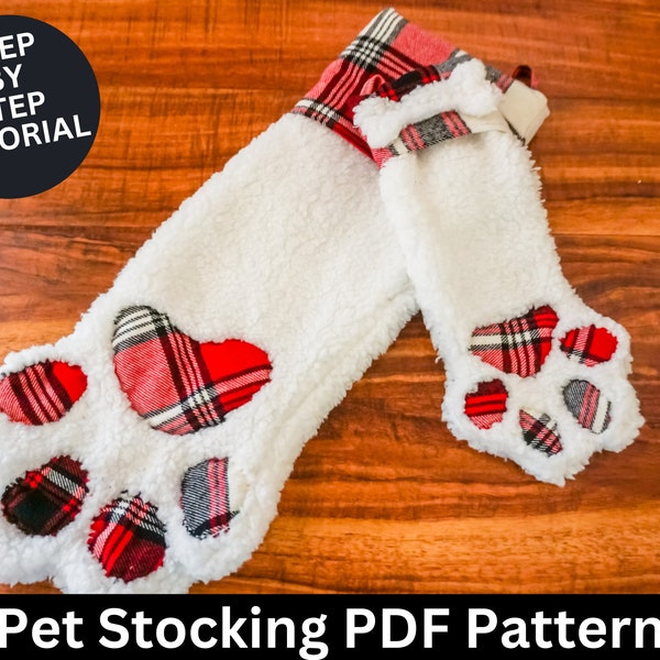 Pet Stocking Pattern | Pet Christmas Stocking | Easy Holiday Gift to Sew | Dog Christmas Stocking | Cat Christmas Stocking | Sewing Pattern