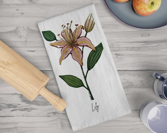 Handbemalte Lilie Geschirrhandtücher