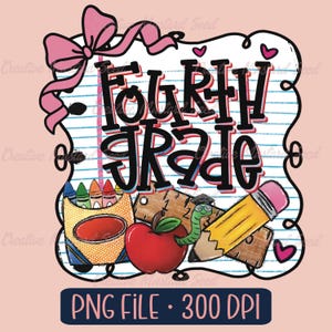 Fourth Grade Doodle Paper Back to School PNG- First Day Of School, Elementary, Teacher, Digital Download, DTF, Grade Level, 4th Grade