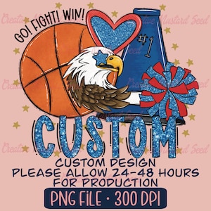 Custom Basketball Cheer Mascot Glitter PNG- Sports Digital File, Cheerleading, DTF, School Spirit, Pom Poms, Team, Megaphone, Doodle Letters