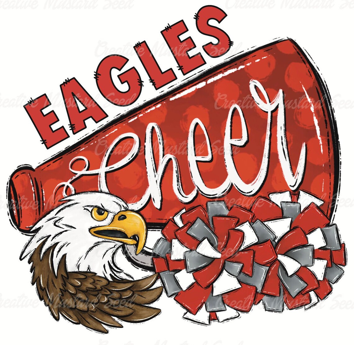Eagles Cheer Mascot PNG Sports Digital File, Sublimation, DTF