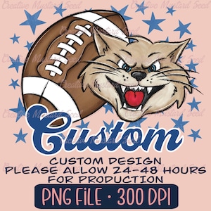Mascota de fútbol personalizable PNG: archivo digital deportivo, descarga instantánea, día del juego, DTF, espíritu escolar, letra doodle, temporada de fútbol
