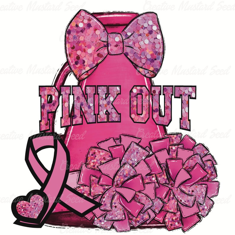 Cheer Pink Out Sequins PNG Cheerleader Breast Cancer Etsy