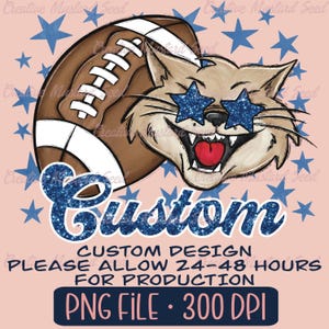 Mascota de fútbol personalizable con purpurina falsa PNG: deporte digital, descarga instantánea, día del juego, DTF, espíritu escolar, letra garabato, temporada de fútbol