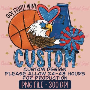 Custom Basketball Cheer Mascot Glitter PNG- Sports Digital File, Cheerleading, DTF, School Spirit, Pom Poms, Team, Megaphone, Doodle Letters