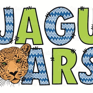 Jaguars Doodle Mascot PNG- Sports Digital File, Sublimation, DTF