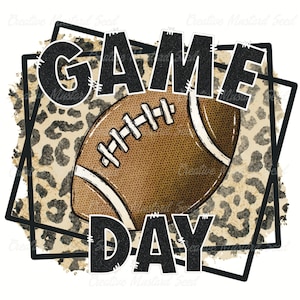 Leopard Game Day Football PNG- Sports Digital File, Game Day, Sublimation, DTF
