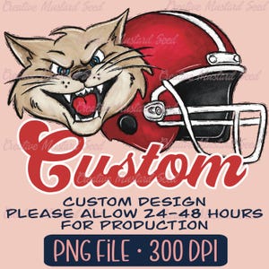 Mascota de casco de fútbol personalizable PNG: archivo digital deportivo, descarga instantánea, día del juego, DTF, espíritu escolar, letra garabato, temporada de fútbol