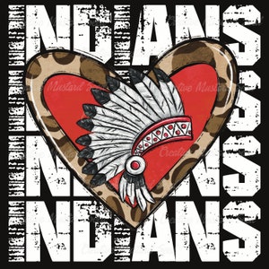 Indians Repeat Red and Black Mascot PNG- Sports Digital File, Sublimation, DTF