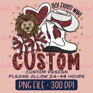 Customizable Drill Team Mascot Glitter PNG- Sports Digital File, Dance Team, DTF, Spirit, Pom Poms, Boots, Doodle Letters, Personalized