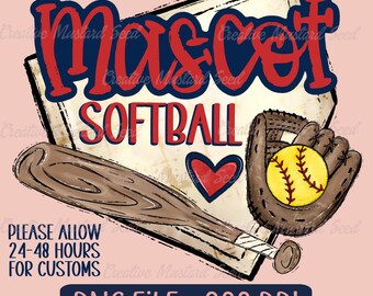 Custom Softball Mascot Design Request PNG File- Sports Digital File, DTF, Retro Mascot, School Spirit, Team Mascot, Customize Softball Mom