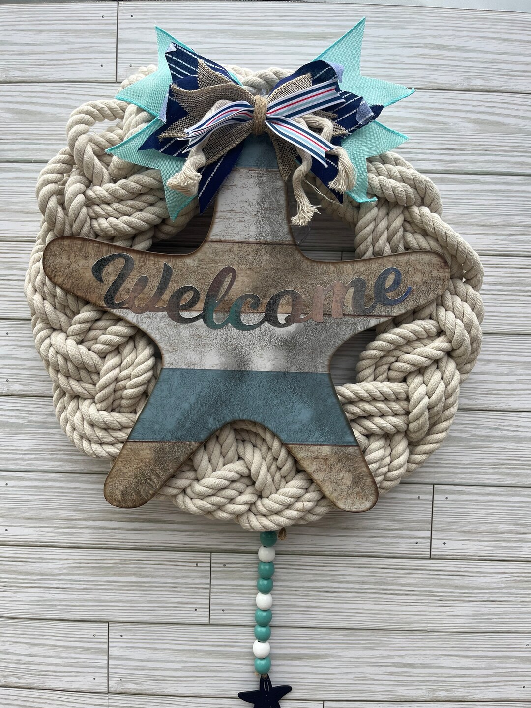 Starfish Welcome Wreath Ocean Wreath Nautical Wreath Beach - Etsy