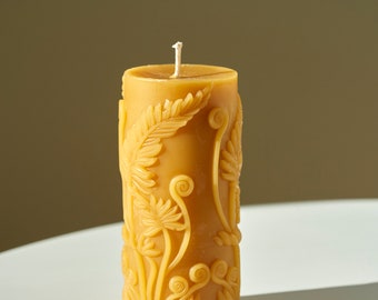 Beeswax Pillar Candle FERN PILLAR