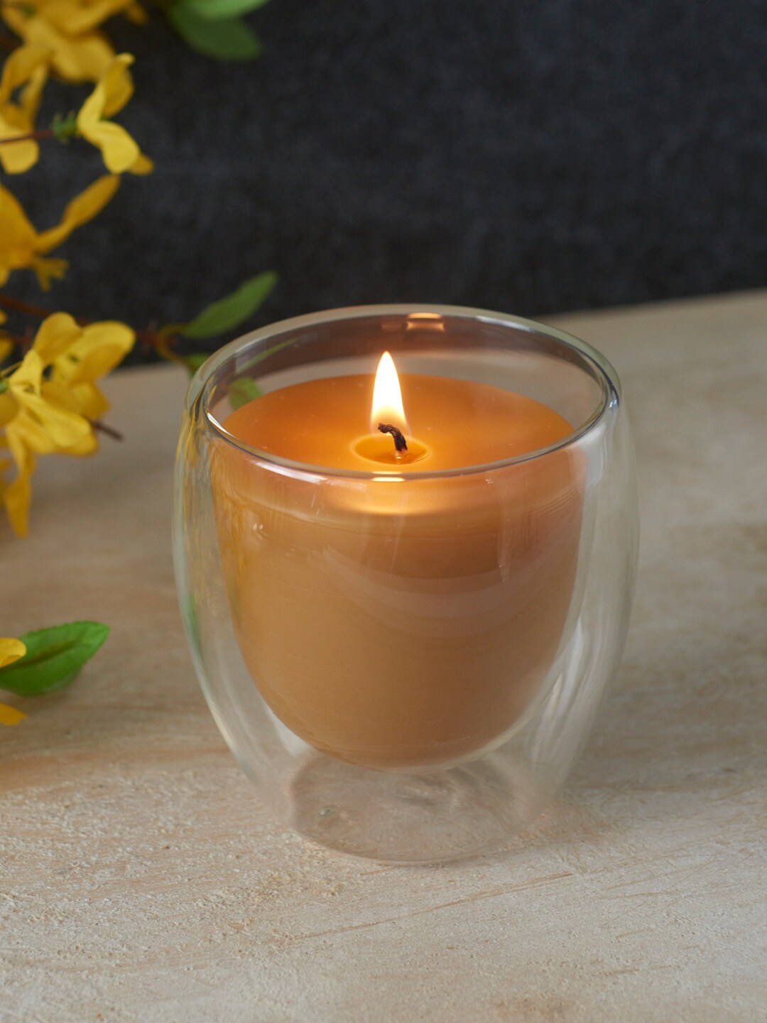 Beeswax Candle Clear Borosilicate Glass Candle Etsy
