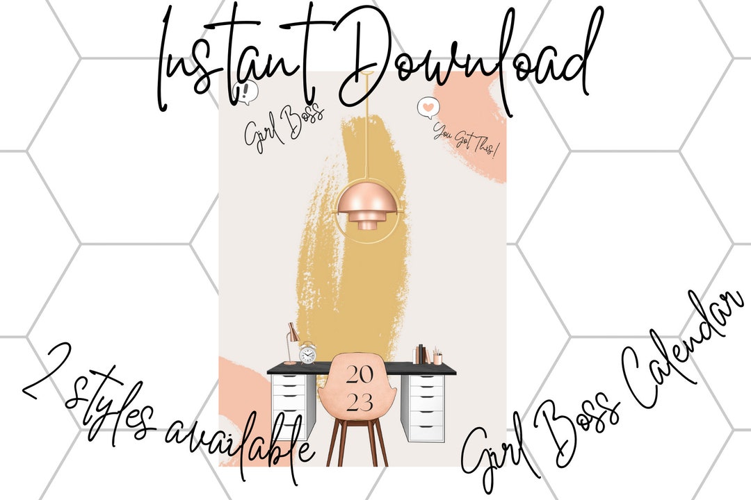 2023 Monthly Calendar Digital Planner Printable Yearly Planner Girl ...