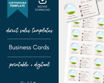 Modello Canva per biglietti da visita di vendita diretta, biglietto da visita modificabile, biglietto da visita stampabile, vendita sociale, modello di biglietto da visita, neutro