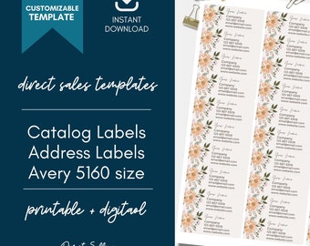 Etichetta catalogo personalizzabile, modello Canva etichetta indirizzo modificabile, modello etichetta indirizzo Avery 5160, etichetta catalogo vendita diretta, neutro