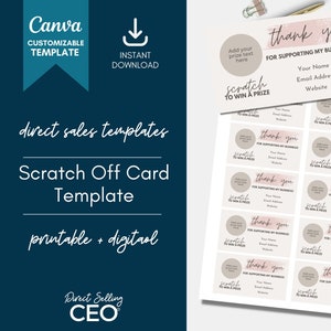 Modèle de carte à gratter de vente directe, Carte à gratter imprimable, Modèle sur toile de carte à gratter, Carte à gratter modifiable, Neutre