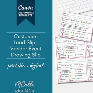 Printable Customer Info Form, Direct Sales Vendor Event Drawing Form, Party Guest Survey, Customer Lead Slip, Customer Survey Form, Brights