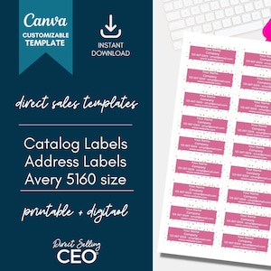 Customizable Catalog Label, Editable Address Label Canva Template, Avery 5160 Address Label Template, Direct Sales Catalog Label, Brights