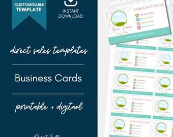 Modello Canva per biglietti da visita di vendita diretta, biglietto da visita modificabile, biglietto da visita stampabile, vendita sociale, modello di biglietto da visita, Brights