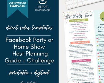 Guida alla pianificazione delle feste di coaching per host per vendite dirette, Coaching per host stampabile, Modelli per feste su Facebook, Guida per host di vendita social, Brights