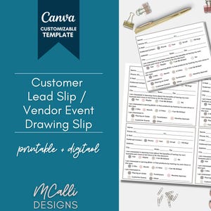 Printable Customer Info Form, Direct Sales Vendor Event Drawing Form, Party Guest Survey, Customer Lead Slip, Customer Survey Form, Neutral