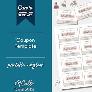 Editable Printable Coupon Template, Canva Coupon Template, Printable Coupons, Customizable Coupons, Coupon Template, Neutral