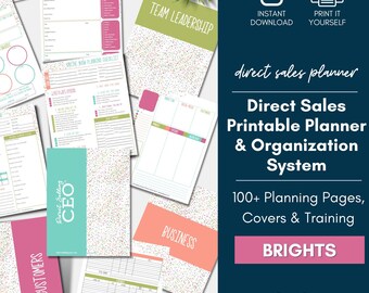 Direct Sales Printable Planner, Direct Sales Planner, Direct Sales Calendar, Network Marketing Planner, Social Selling Planner, Brights