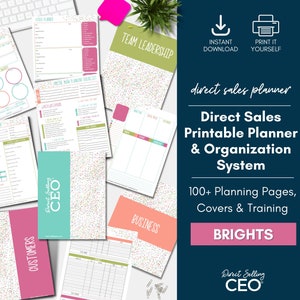Direct Sales Printable Planner, Direct Sales Planner, Direct Sales Calendar, Network Marketing Planner, Social Selling Planner, Brights