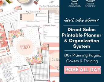 Direct Sales Printable Planner Rose All Day, Pink Direct Sales Planner, Printable Calendar, Network Marketing Planner, Social Selling