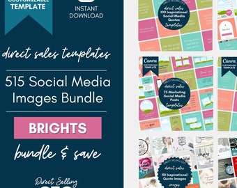 BUNDLE - 515 immagini per social media, post di Instagram, modelli Canva, immagini pronte per te, modelli di Instagram, vendite dirette, Canva, BRIGHTS