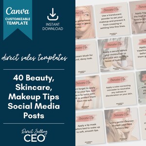 40 Beauty Tips Instagram Canva Templates, Makeup Social Media Posts ...