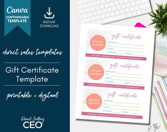 Modello Canva per buono regalo per vendita diretta, buono regalo modificabile, buono regalo stampabile, modello buono regalo, Brights