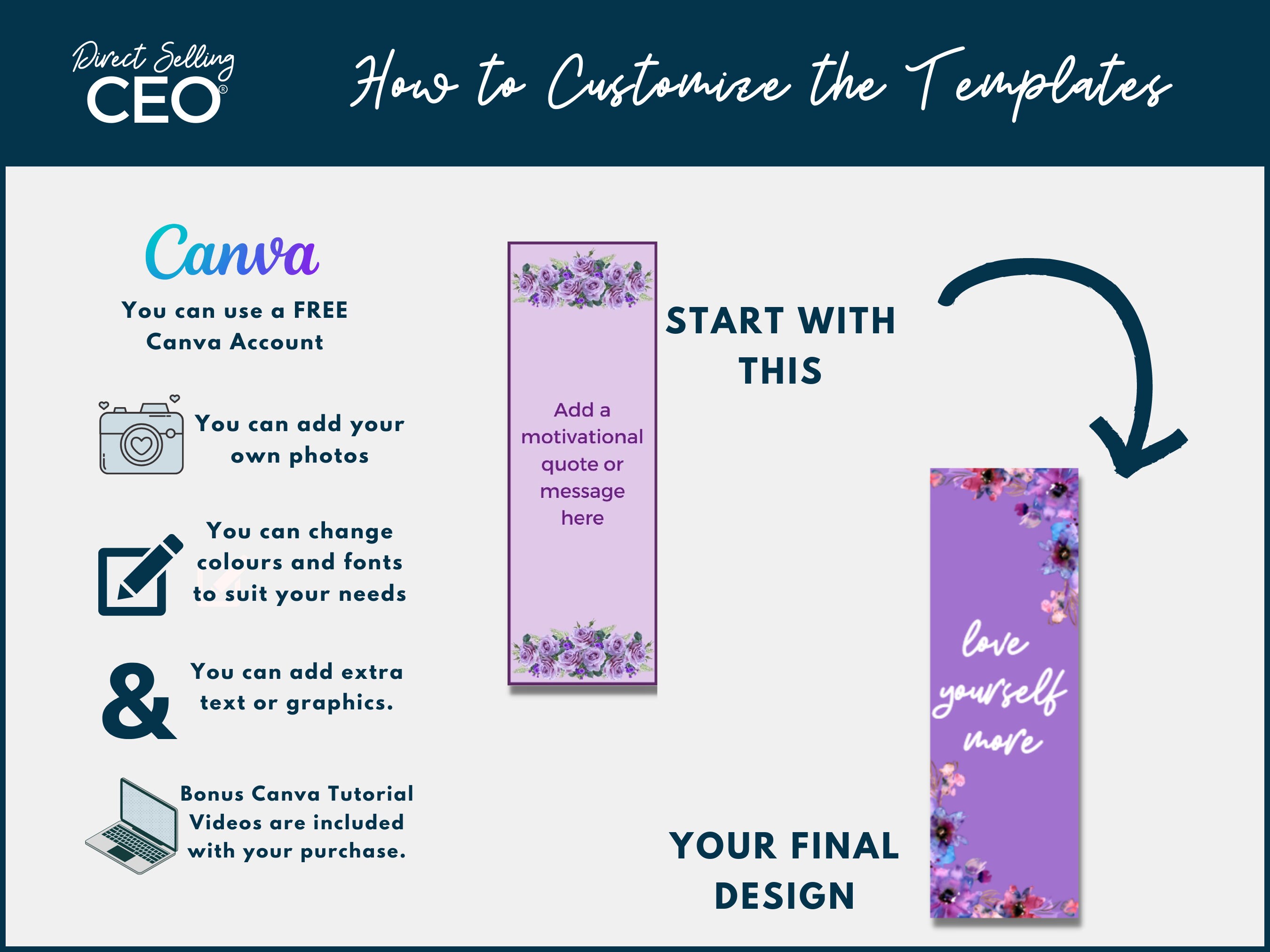 Direct Sales Editable Printable Bookmark Template, Canva Bookmark ...