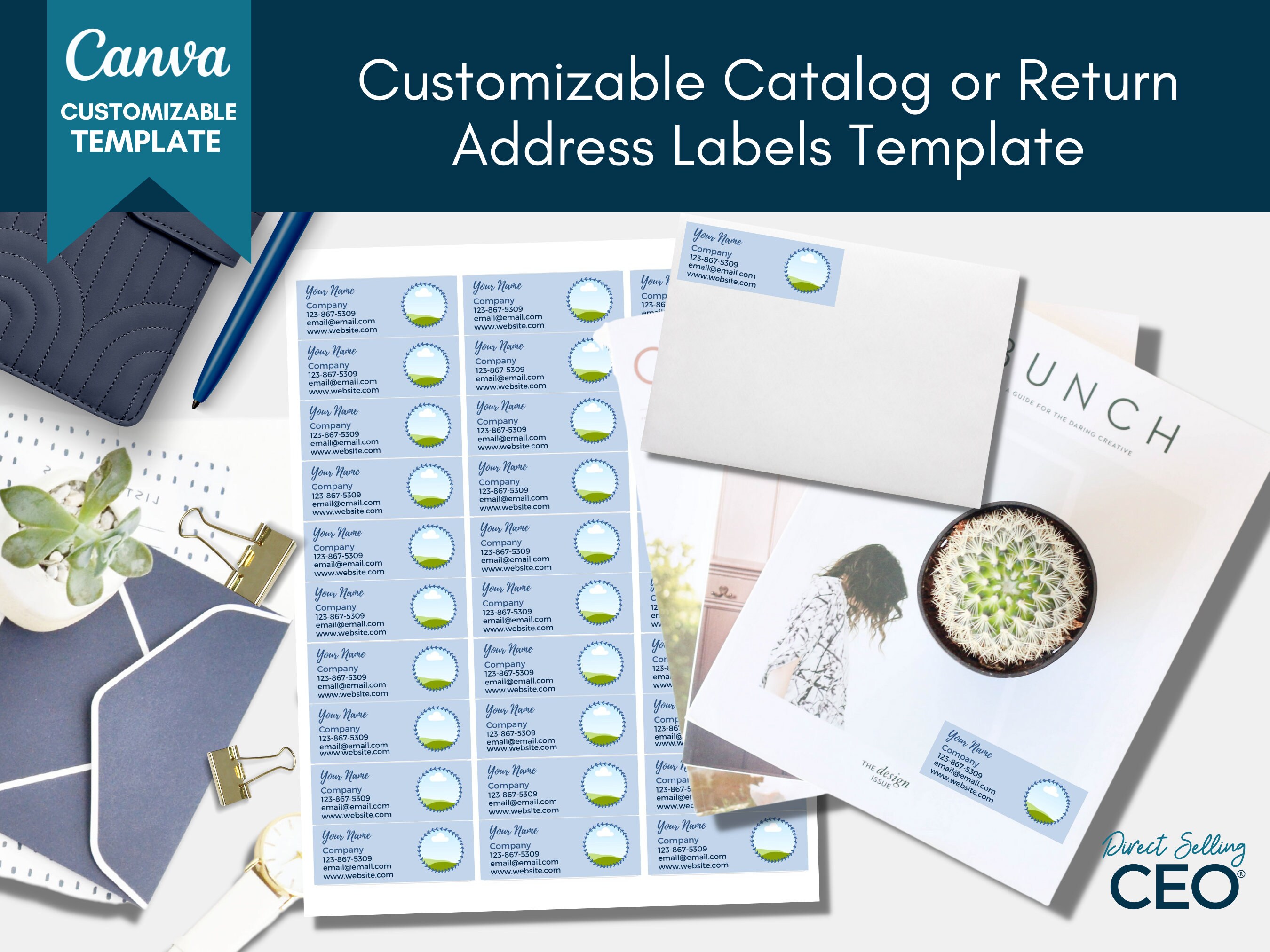Customizable Catalog Label, Editable Address Label Canva Template