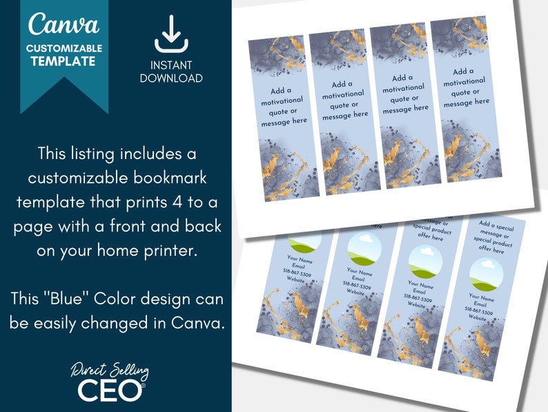 Direct Sales Editable Printable Bookmark Template, Canva Bookmark ...