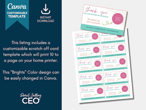 Direct Sales Scratch off Card Template Printable Scratch off - Etsy