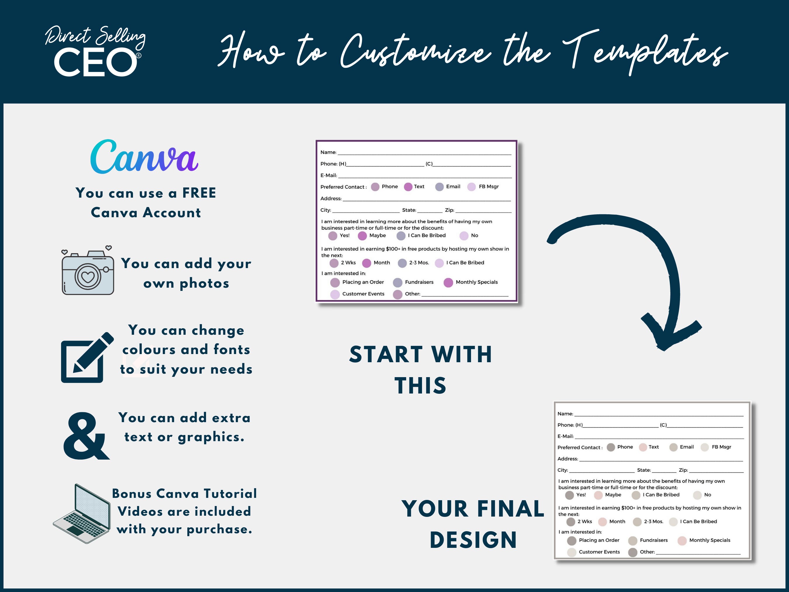 Direct sales printable customer info form event survey form printable