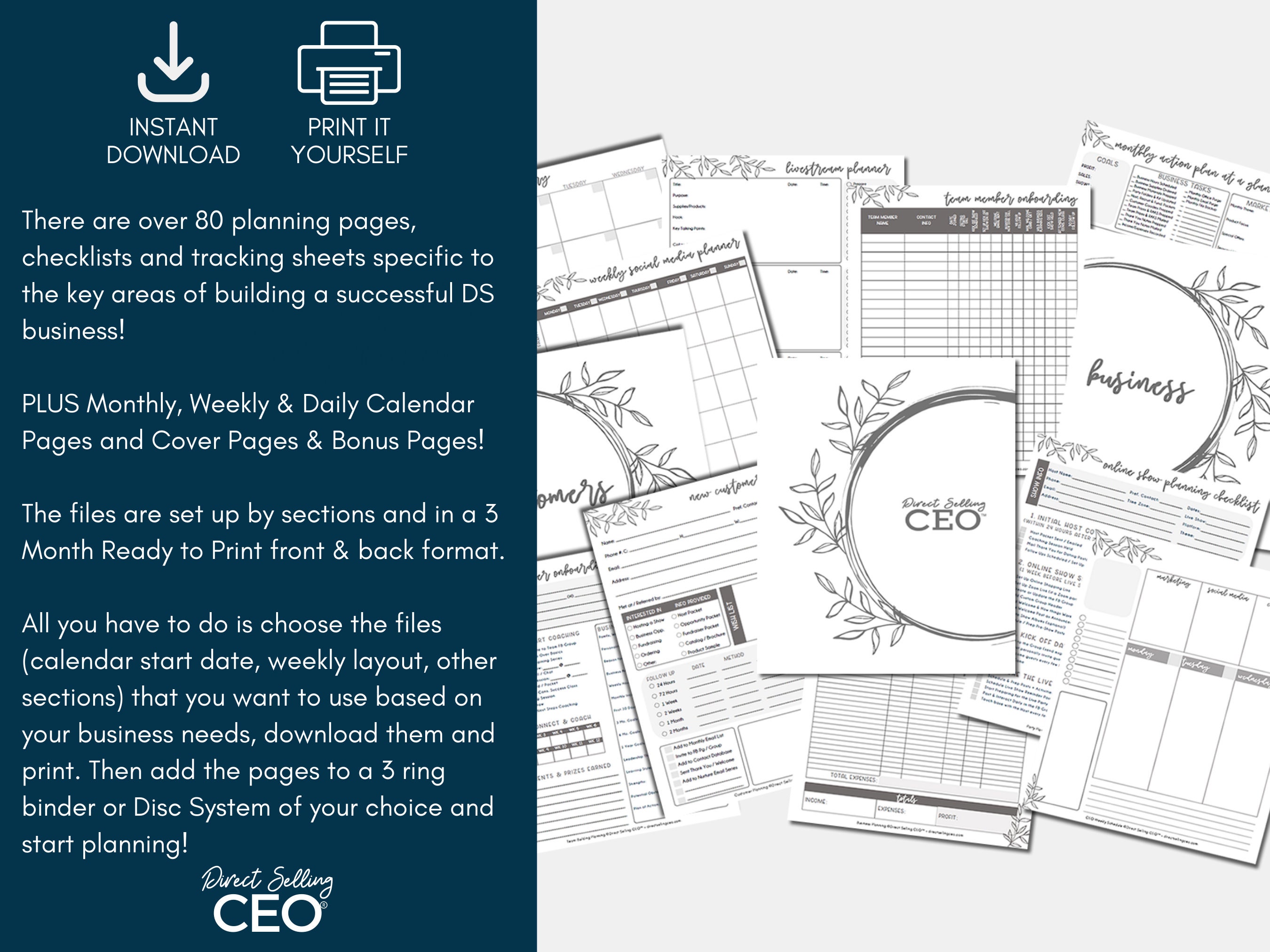 Direct Sales Printable Planner, Direct Sales Planner, Direct Sales ...