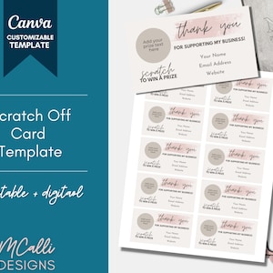 Scratch Off Card Template, Printable Scratch Off Card, Scratch Off Card Canva Template, Editable Scratch Off Card, Neutral