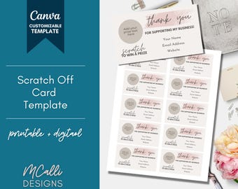 Modello di biglietto gratta e vinci, biglietto gratta e vinci stampabile, modello Canva per biglietto gratta e vinci, biglietto gratta e vinci modificabile, neutro